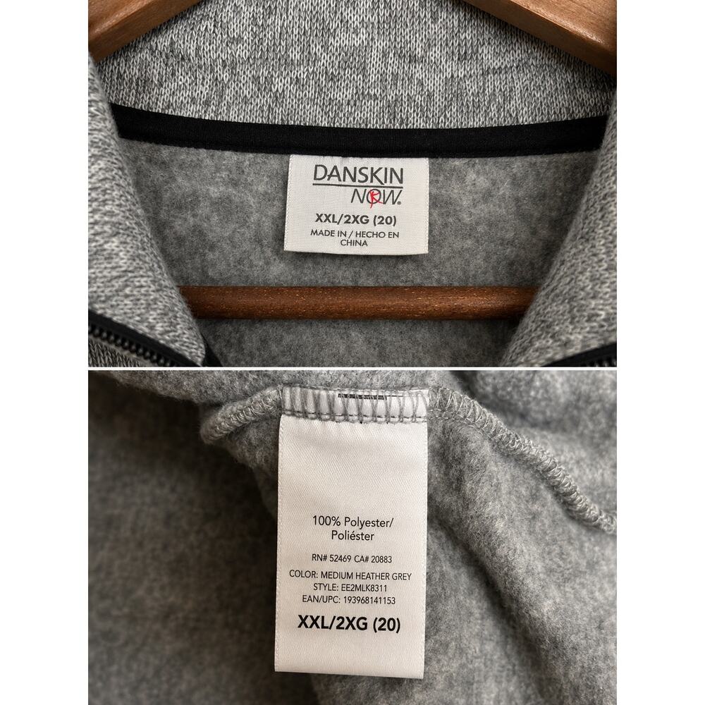 NWOT Danksin Gray Full Zip Jacket Sweater Fleece Mock Neck Activewear Sz XXL - Picture 3 of 3